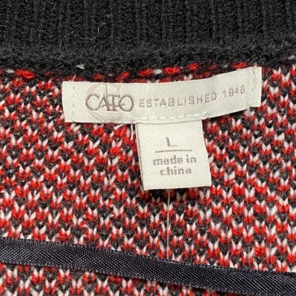 Cato Fashions Open Front Long Cardigan Duster Women's Large Black Red Plaid NWT - Picture 11 of 13